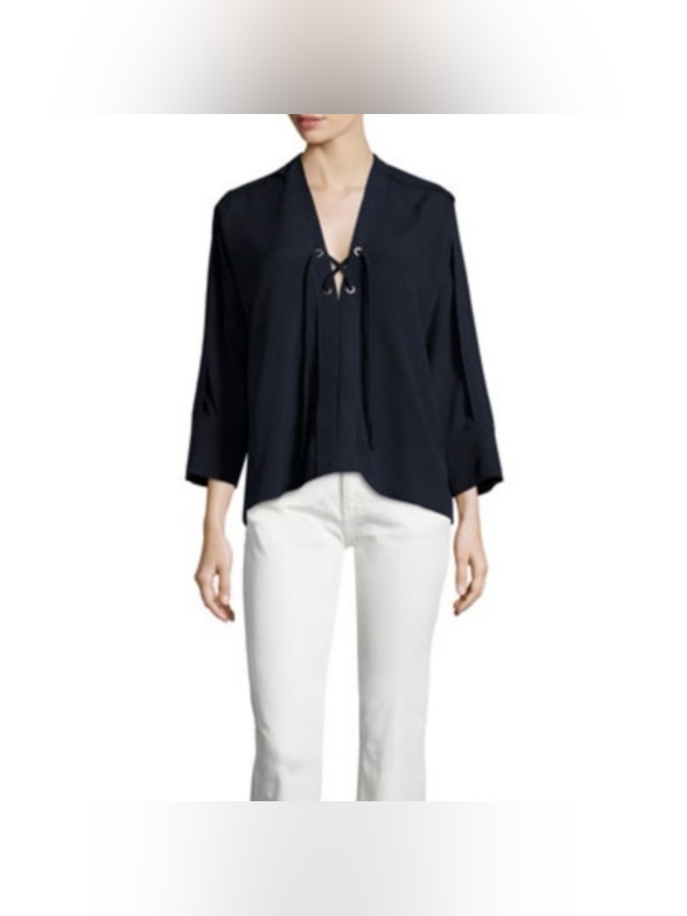 IRO navy Ali’s lace-up blouse size 36 - 4